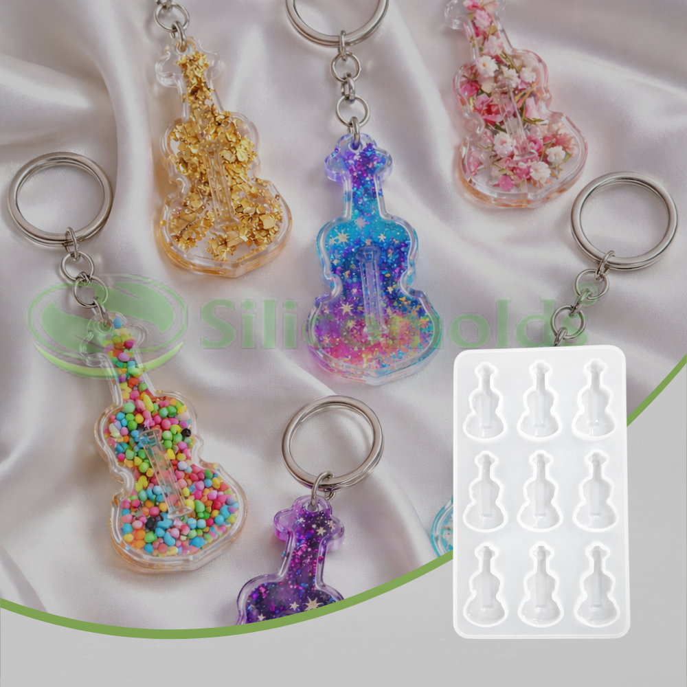 SILICOMOLDS - Violin Keychain Mold - 9 cavities - URP376RM